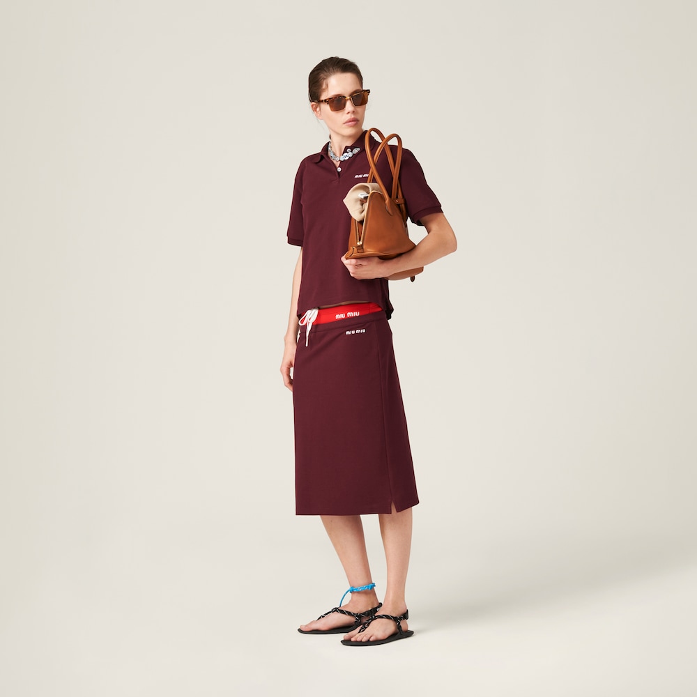 Miu Miu Cotton piqué skirt Amaranth Red / Maize Yellow