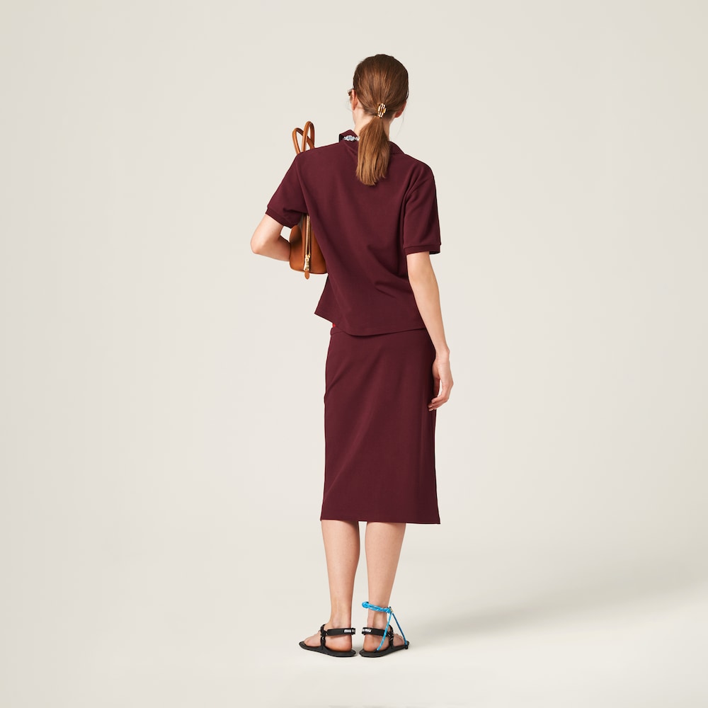 Miu Miu Cotton piqué skirt Amaranth Red / Maize Yellow