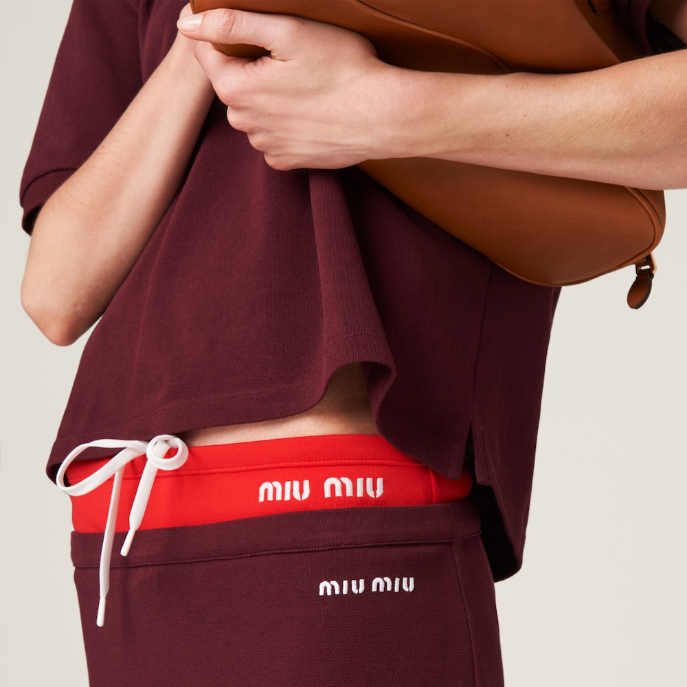 Miu Miu Cotton piqué skirt Amaranth Red / Maize Yellow