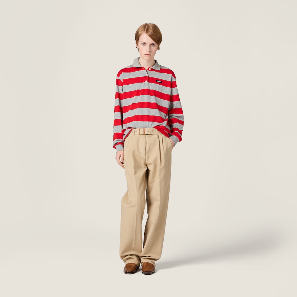 Miu Miu Striped jersey polo shirt Red / Gray