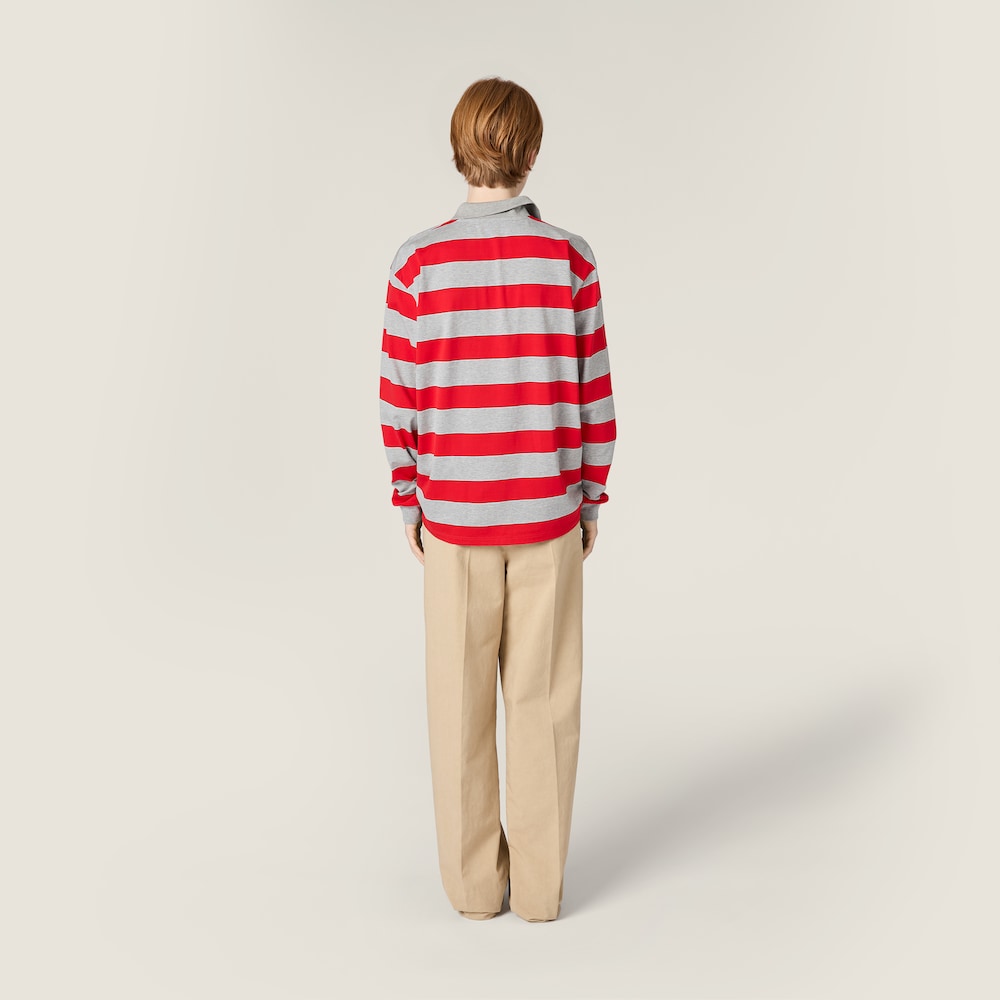 Miu Miu Striped jersey polo shirt Red / Gray