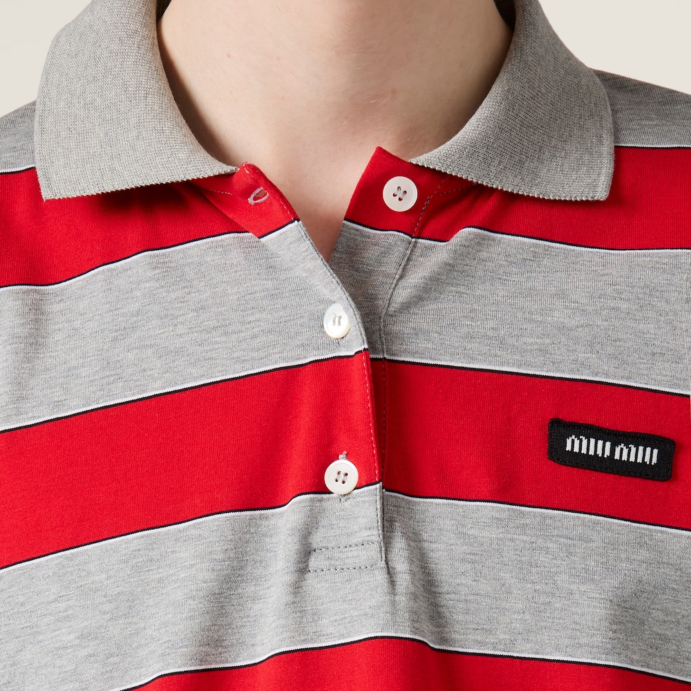 Miu Miu Striped jersey polo shirt Red / Gray