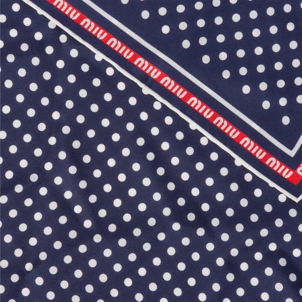 Miu Miu Printed twill scarf - Blue/White