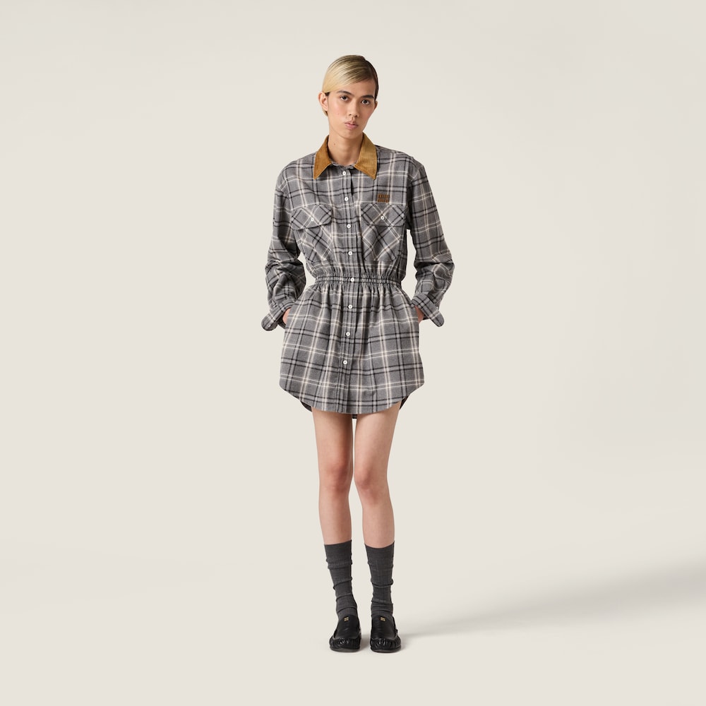 Miu Miu Flannel mini-dress Slate Gray
