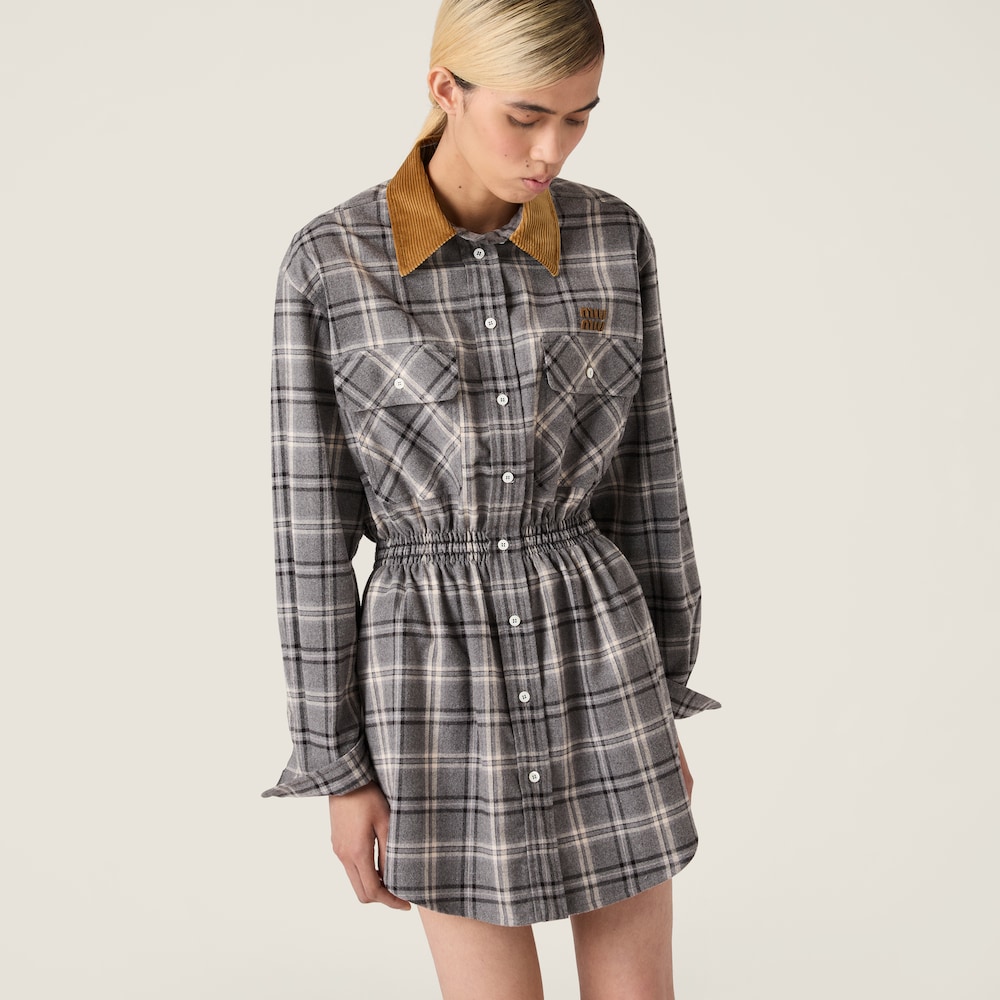 Miu Miu Flannel mini-dress Slate Gray