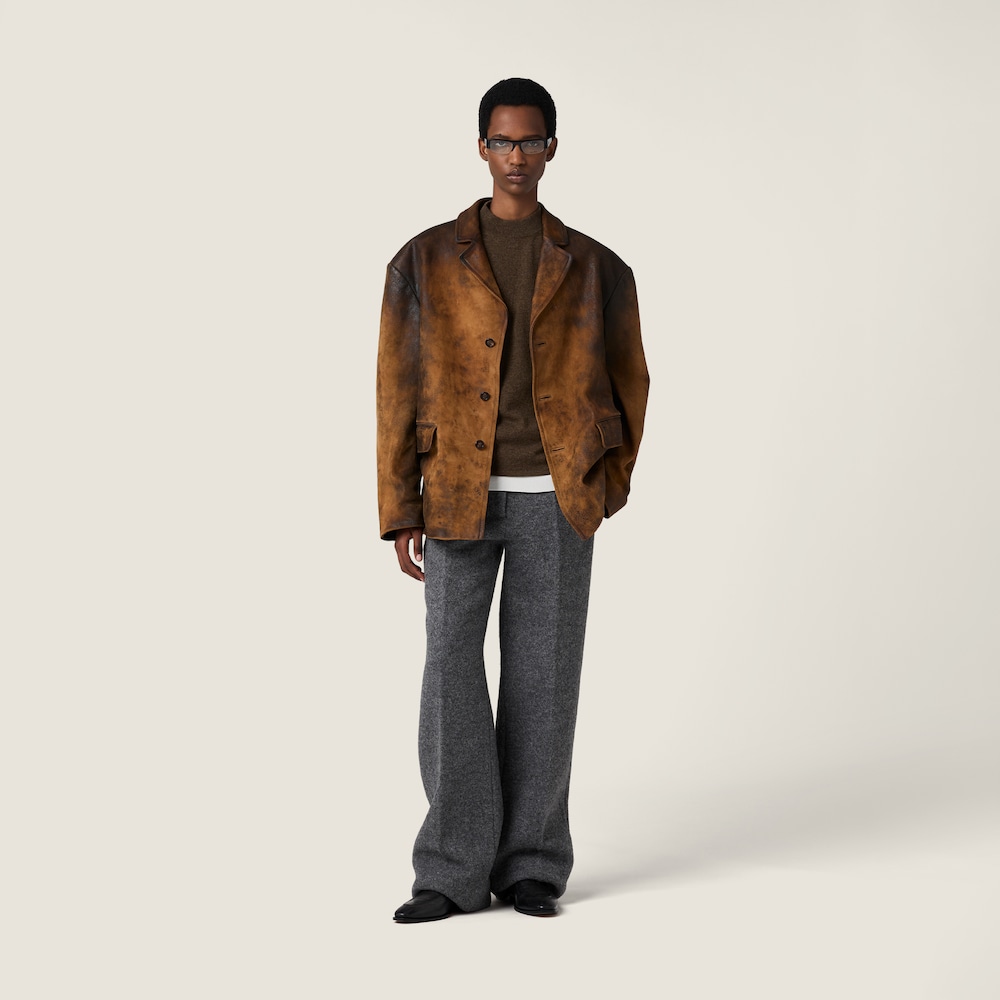 Miu Miu Waxed suede leather jacket Cognac