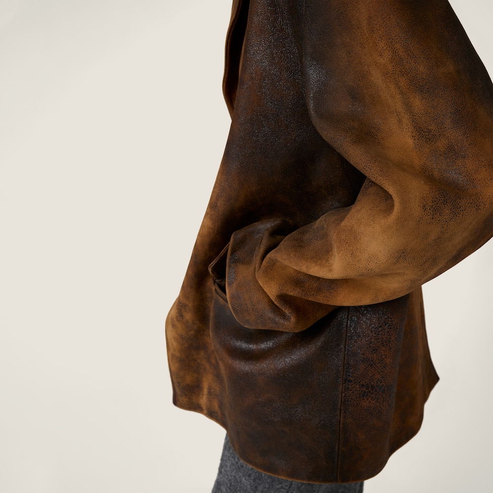 Miu Miu Waxed suede leather jacket Cognac