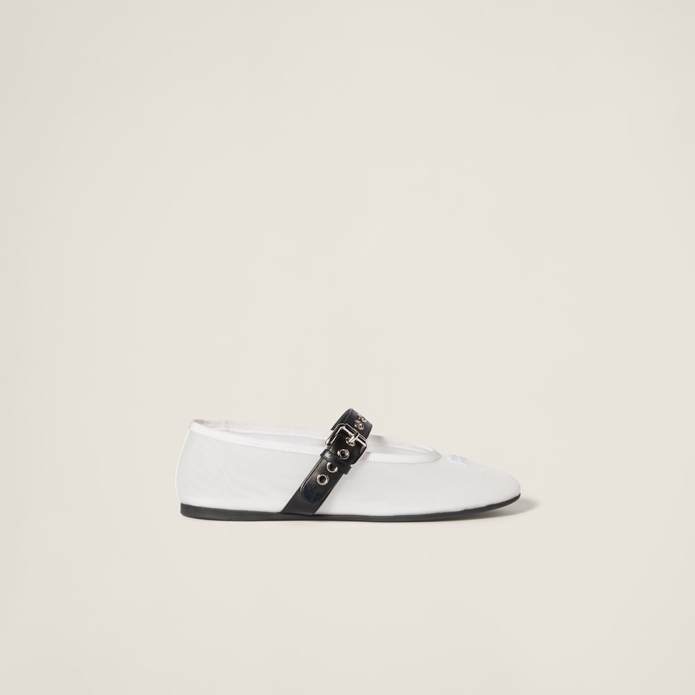 Miu Miu Mesh fabric ballerinas White