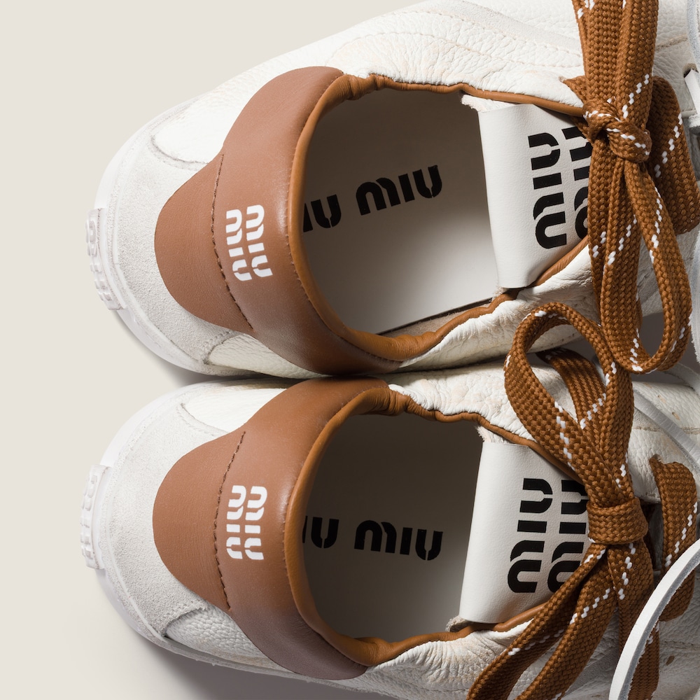 Miu Miu Deco' leather sneakers White / Cognac