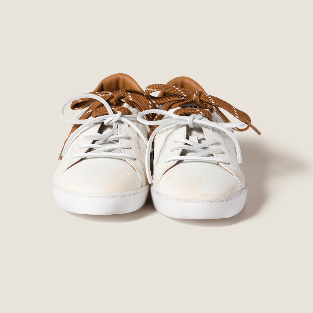 Miu Miu Deco' leather sneakers White / Cognac