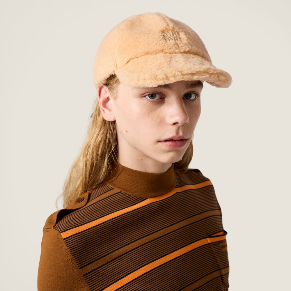 Miu Miu Fleece baseball cap - Apricot/Amaranth