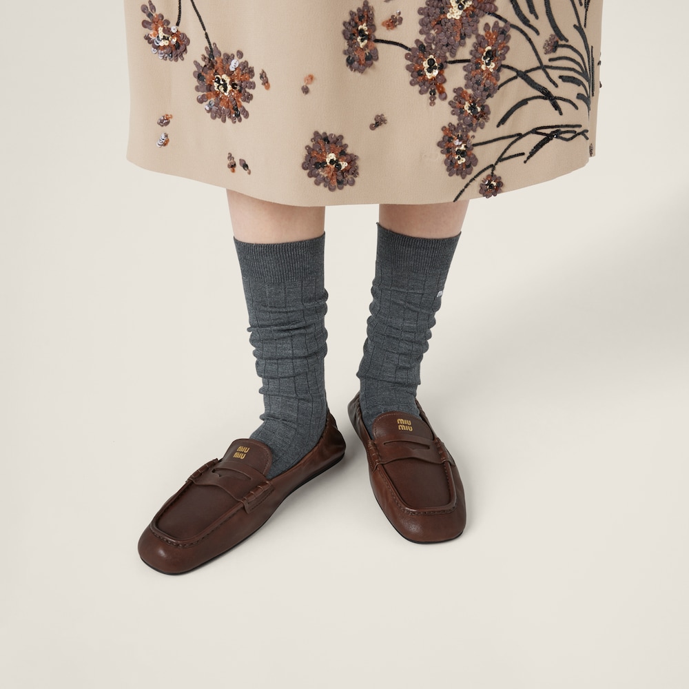 Miu Miu Ruches nappa leather loafers Briarwood