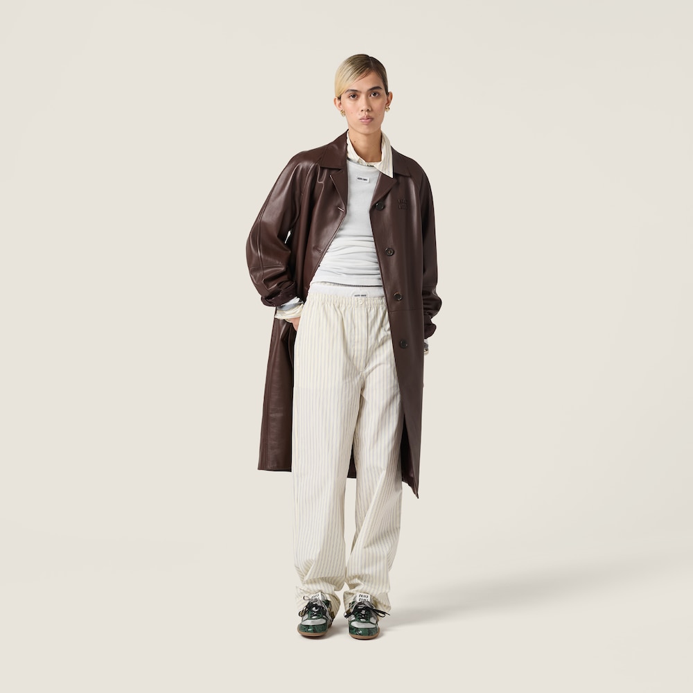 Miu Miu Striped poplin pajama pants Cream