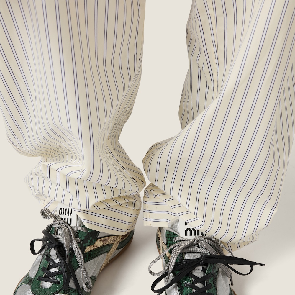 Miu Miu Striped poplin pajama pants Cream