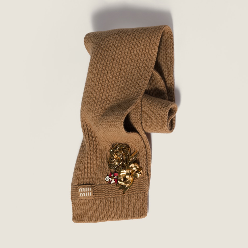 Miu Miu Cashmere scarf - Camel Brown