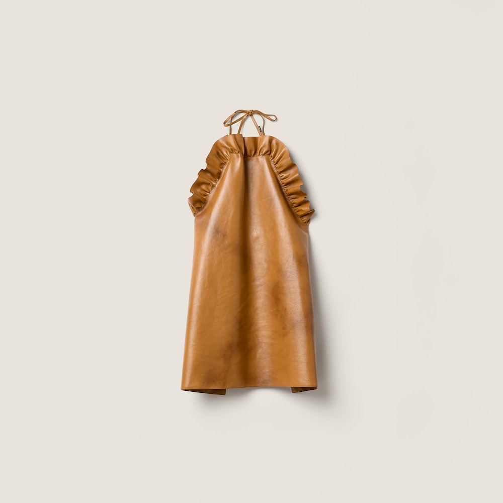Miu Miu Leather pinafore apron Sesame