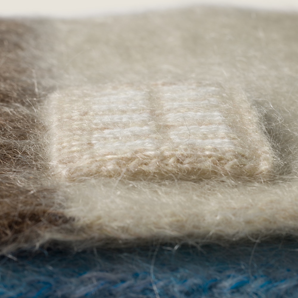 Miu Miu Wool scarf with fringes - Cognac/Blue