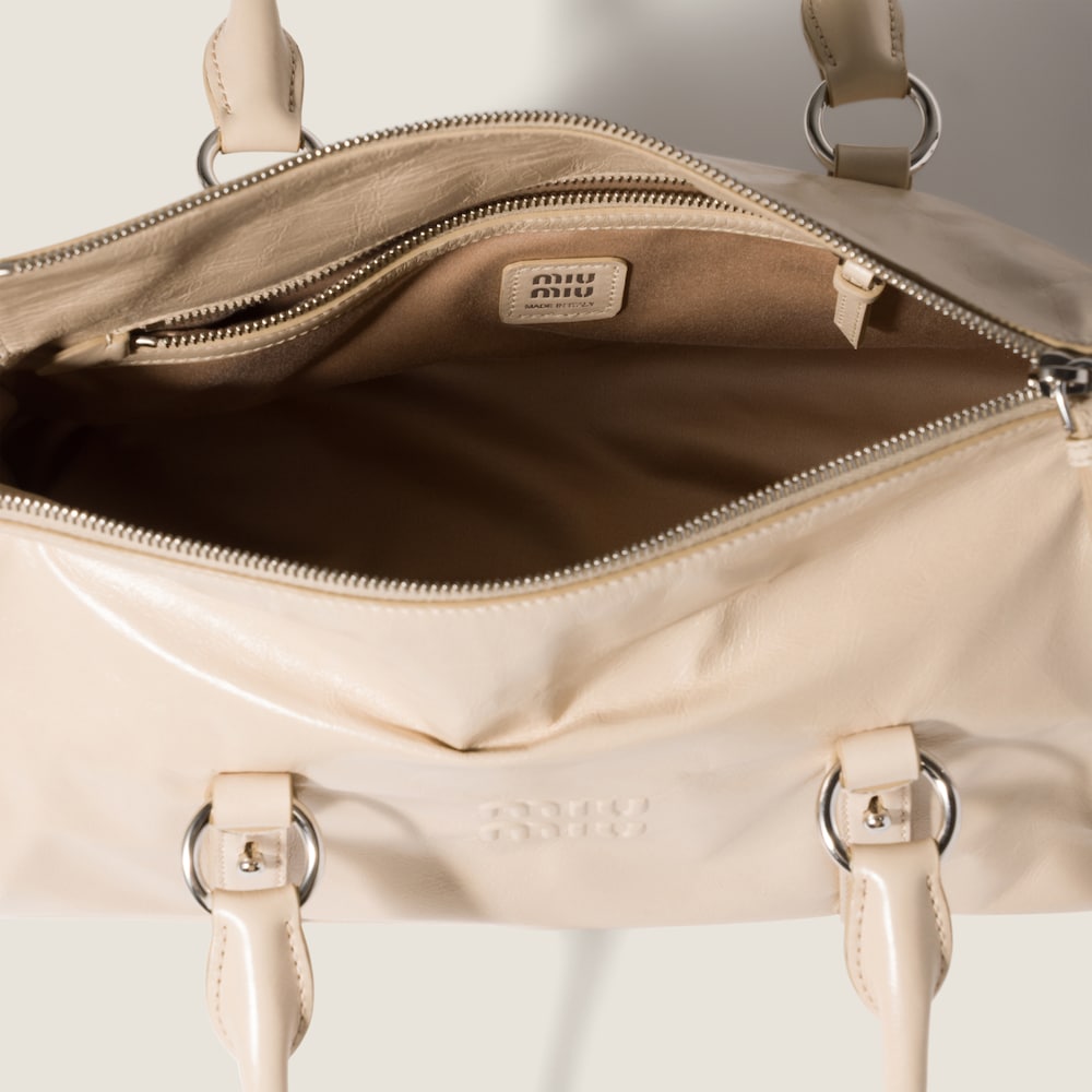 Miu Miu Shiny leather handbag Travertine Stone
