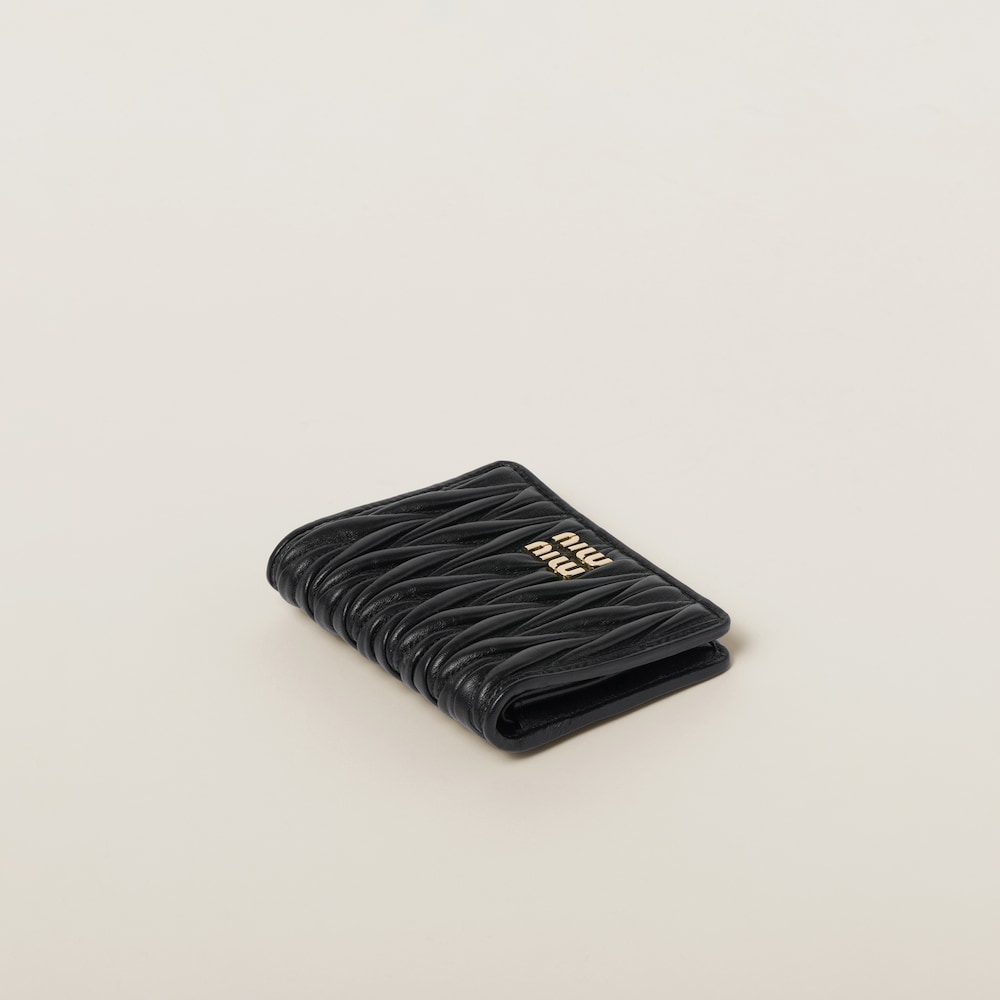 Miu Miu Small matelassé nappa leather wallet Black
