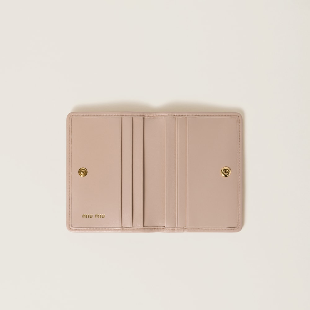 Miu Miu Matelassé nappa leather card holder Powder Pink