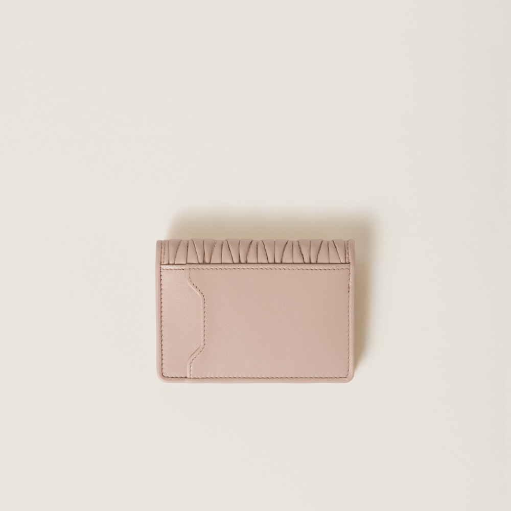 Miu Miu Matelassé nappa leather card holder Powder Pink