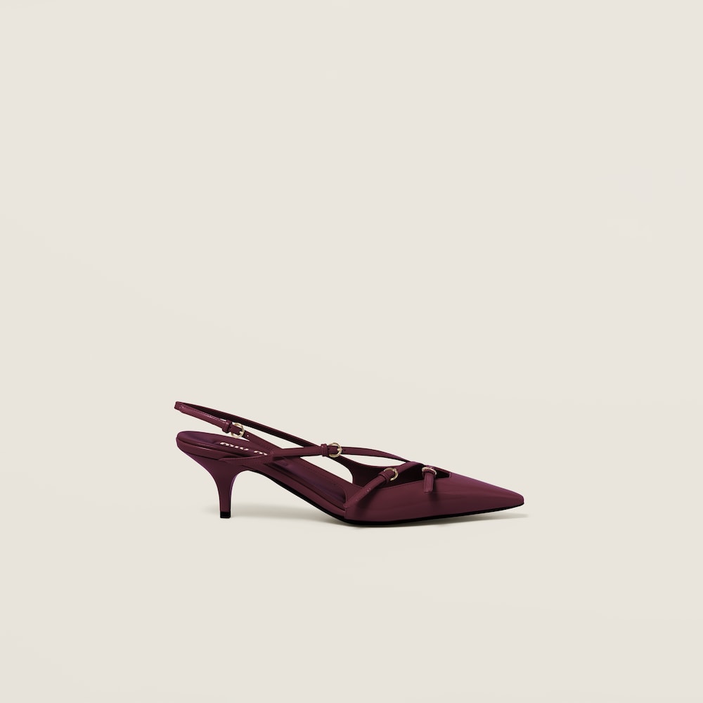 Miu Miu Patent leather slingbacks with buckles Crimson