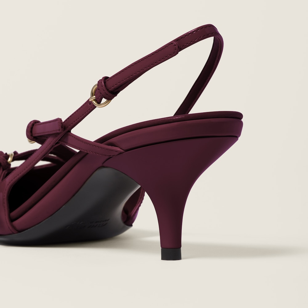 Miu Miu Patent leather slingbacks with buckles Crimson