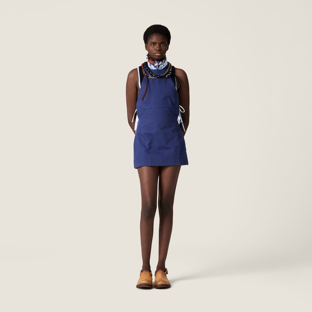 Miu Miu Garment-dyed gabardine mini-dress Ink Blue