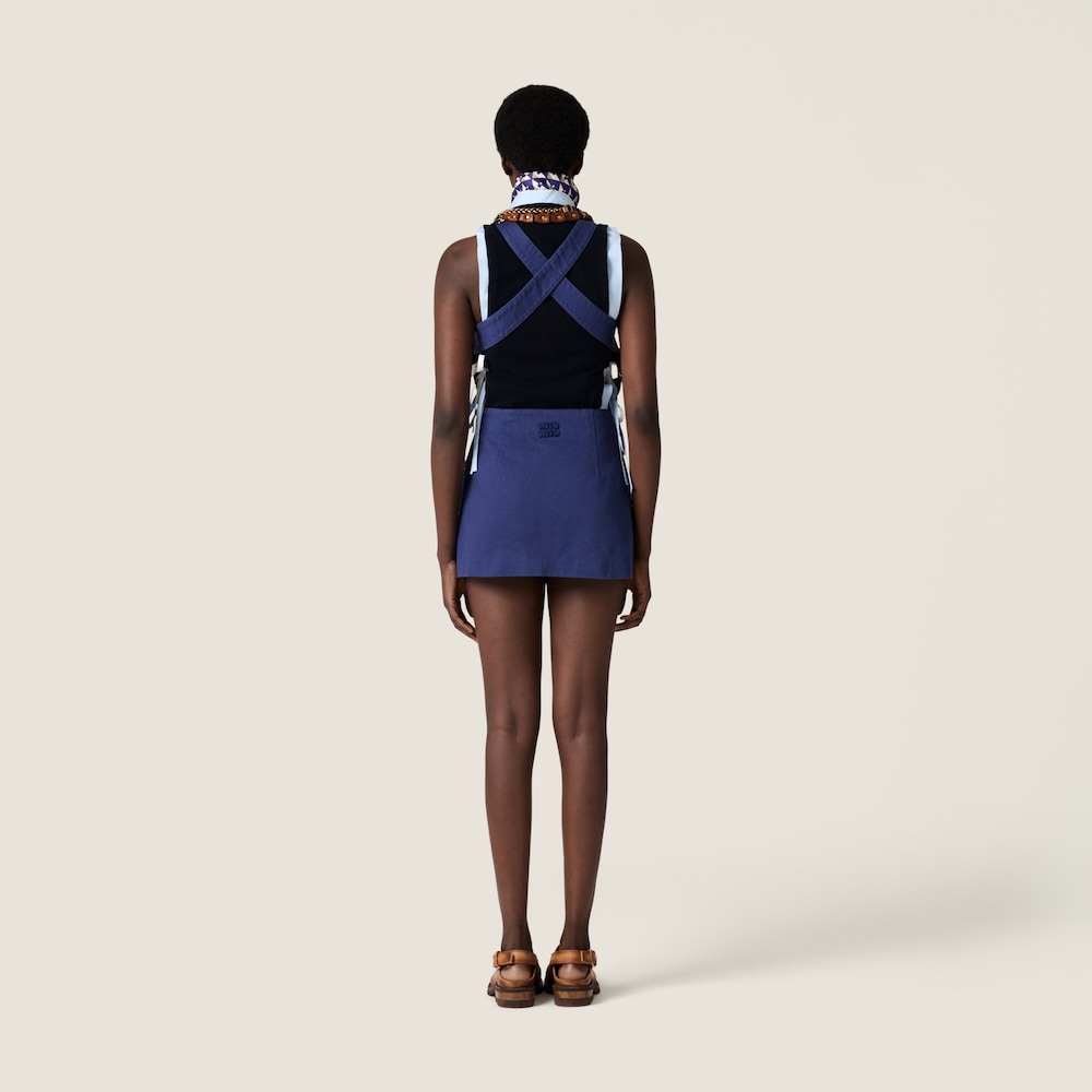Miu Miu Garment-dyed gabardine mini-dress Ink Blue