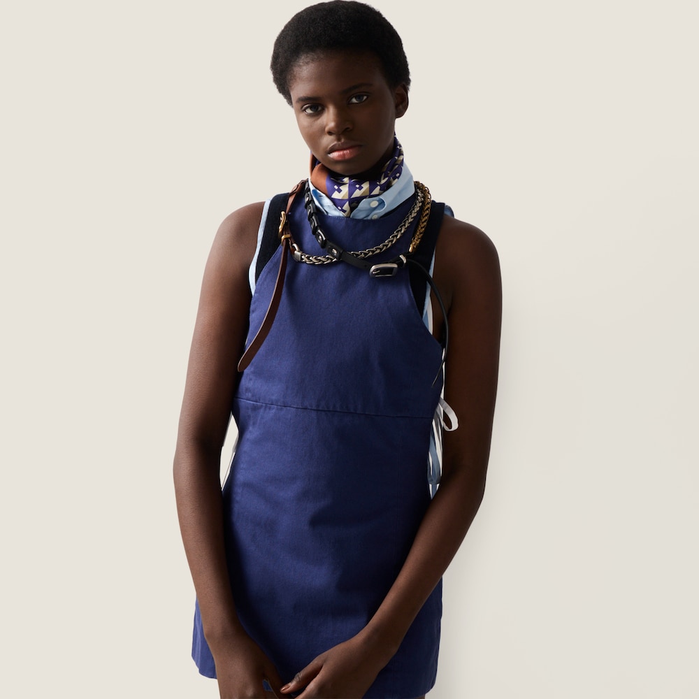 Miu Miu Garment-dyed gabardine mini-dress Ink Blue