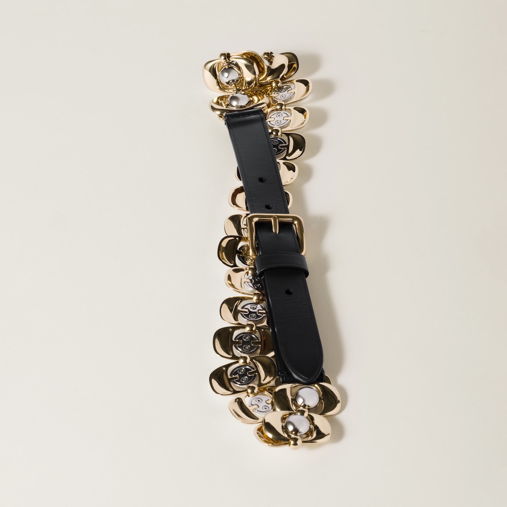 Miu Miu Leather and metal belt - Black