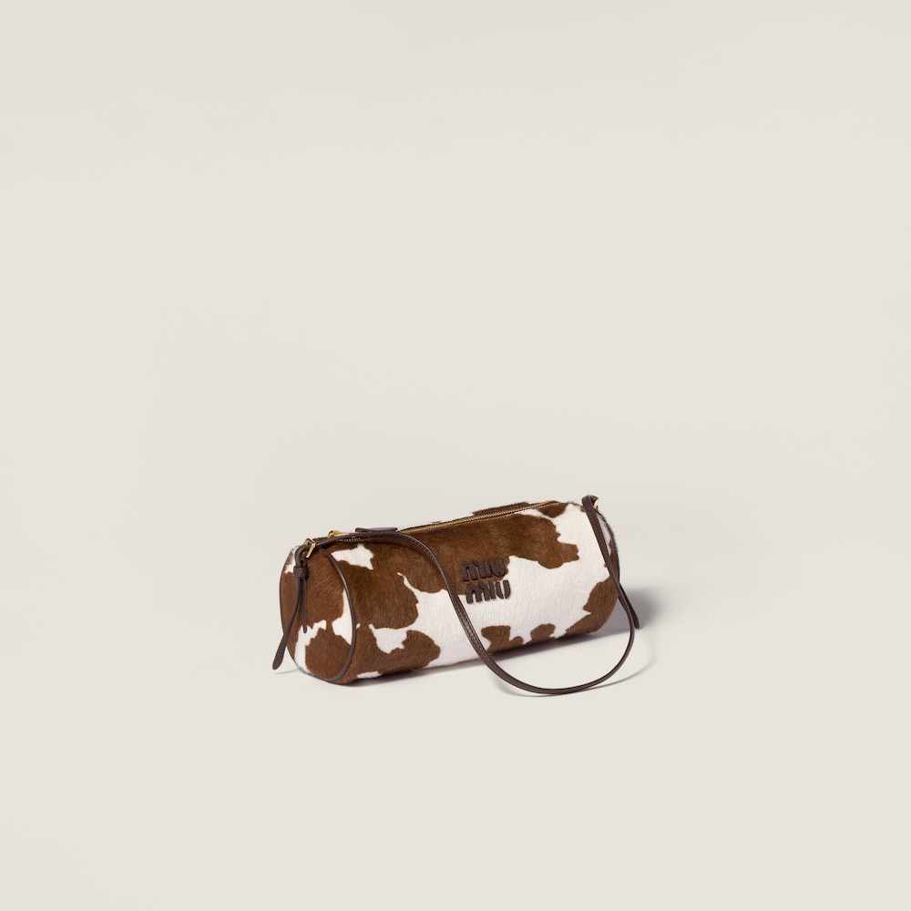 Miu Miu Printed leather pouch - White/Burnt Sienna