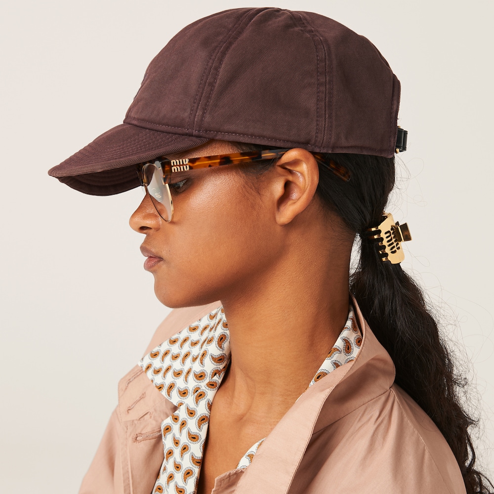 Miu Miu Drill baseball cap - Amaranth Red/Maize Yellow