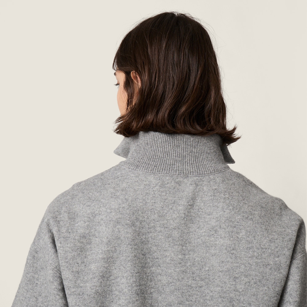 Miu Miu Cashmere and jersey zipper cardigan Grey