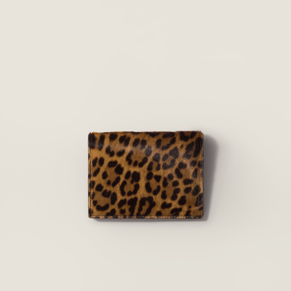 Miu Miu Printed leather envelope card holder Honey