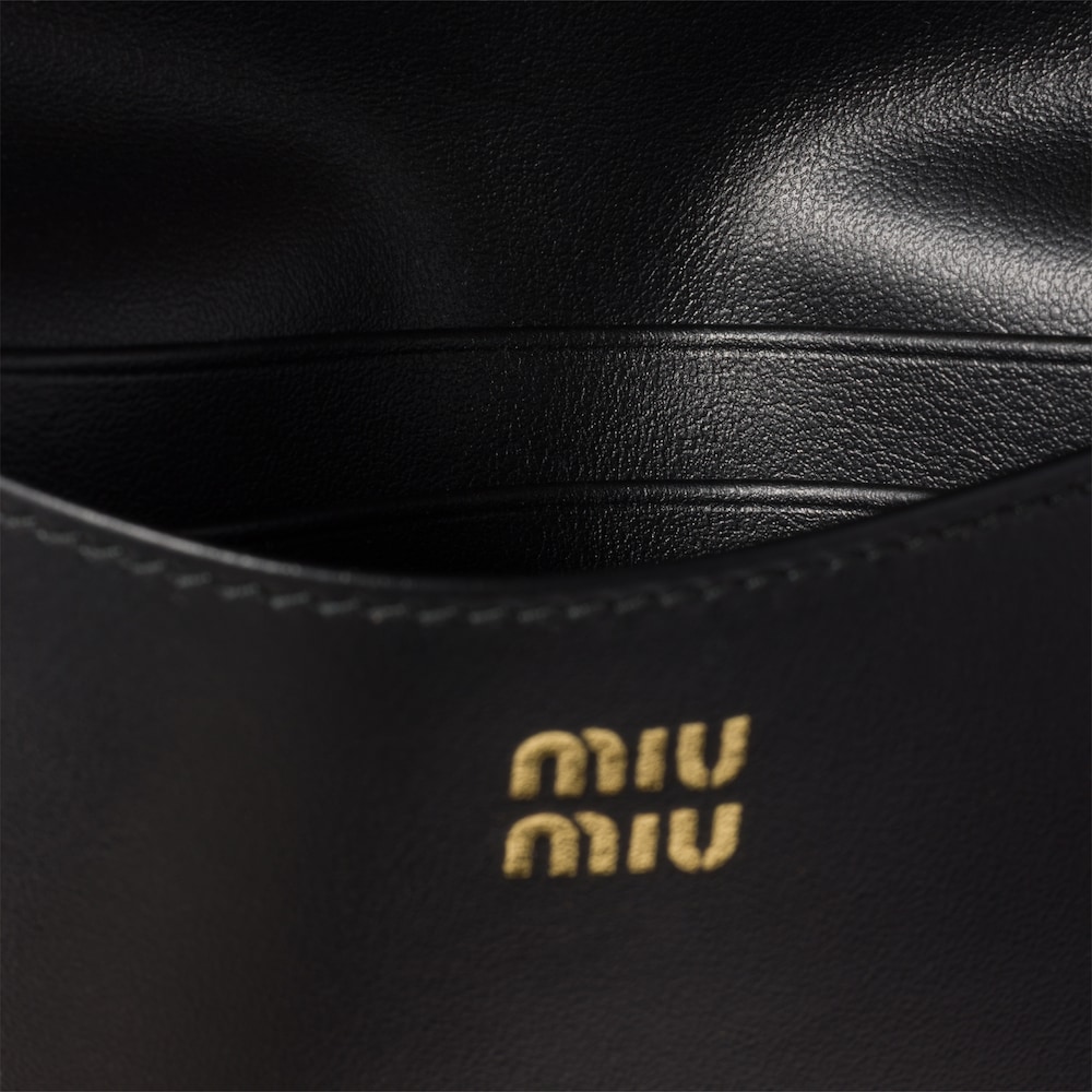 Miu Miu Printed leather envelope card holder Honey