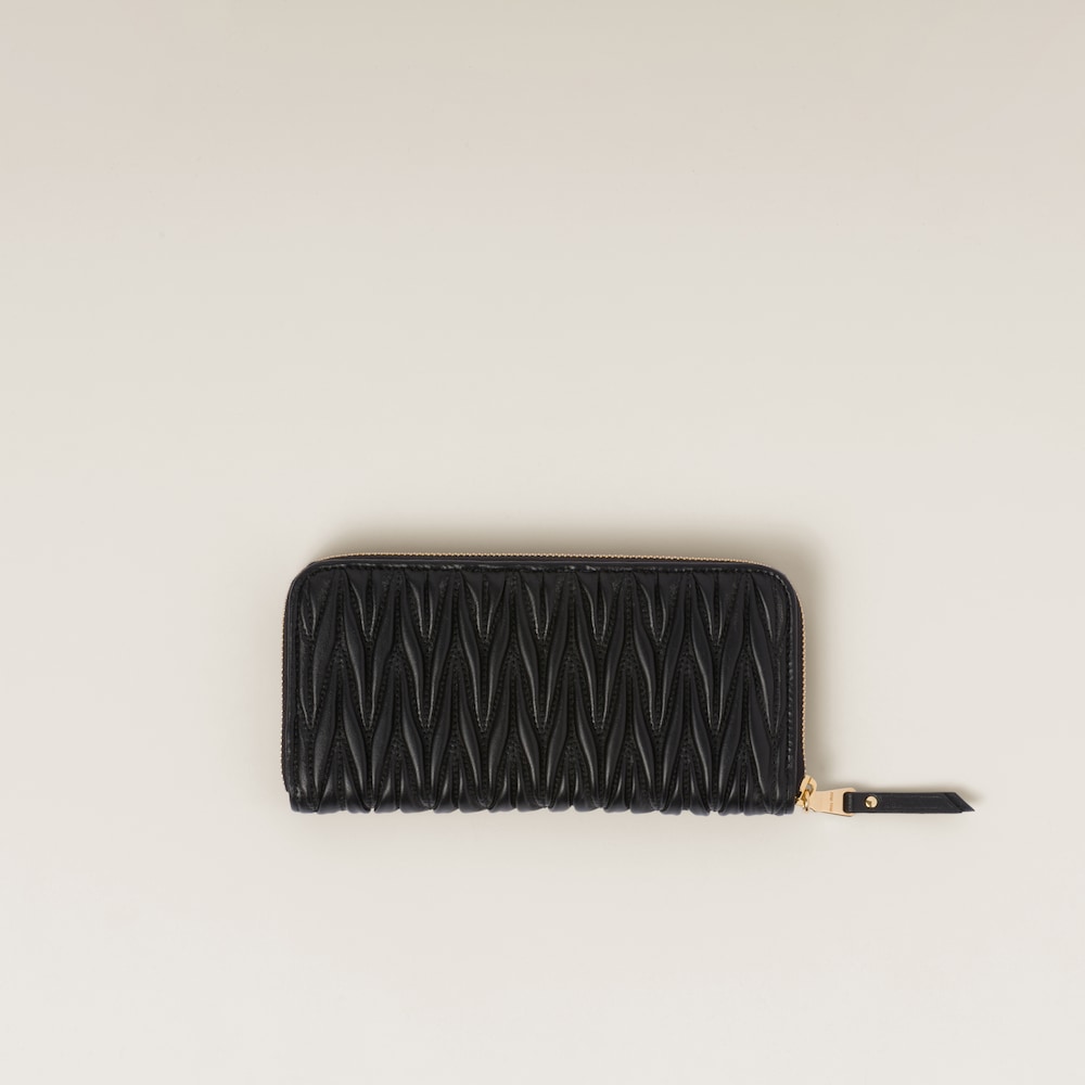 Miu Miu Large matelassé nappa leather wallet Black