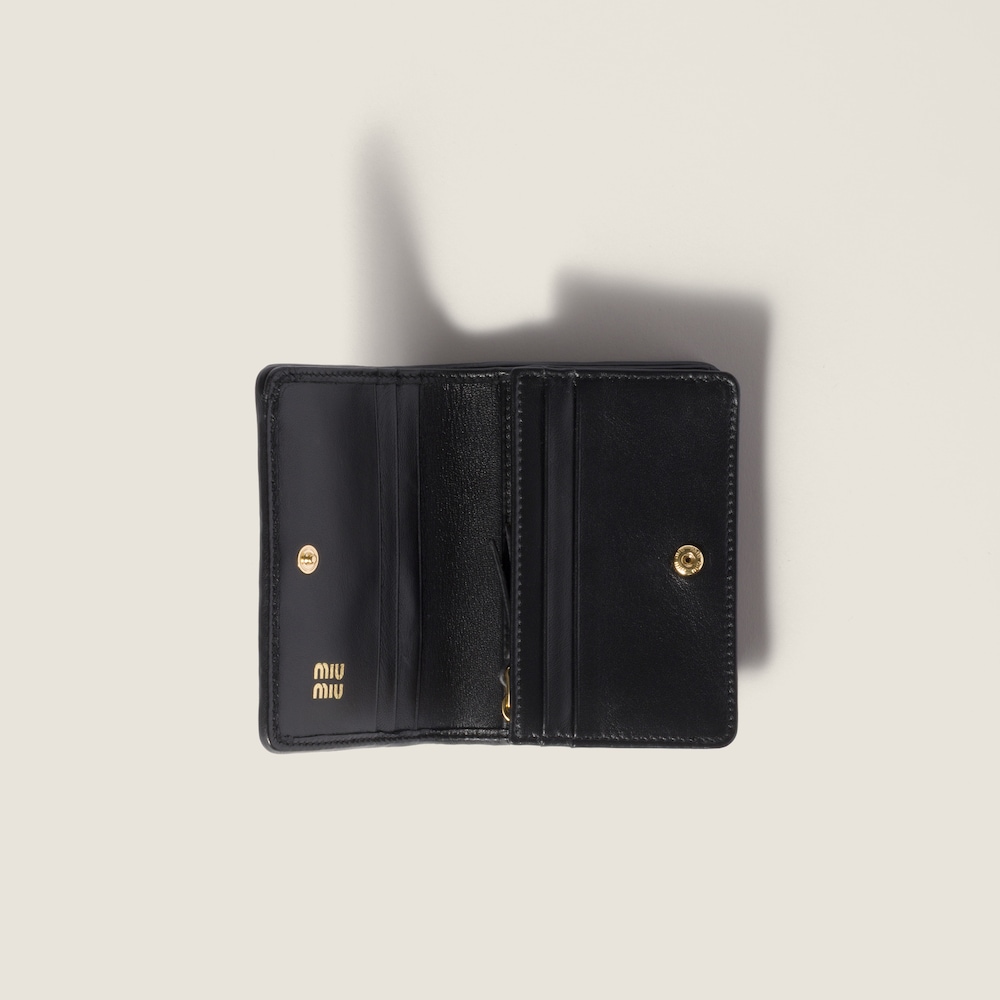 Miu Miu Small matelassé nappa leather wallet Black