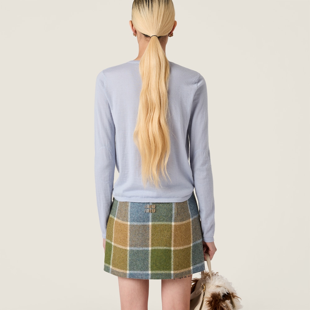 Miu Miu Cashmere Henley sweater Sky Blue