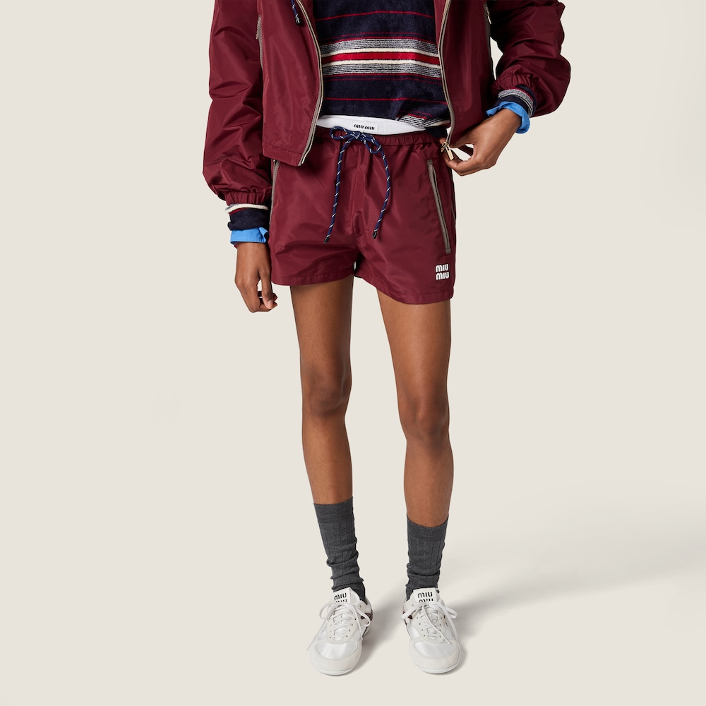 Miu Miu Technical fabric shorts Amaranth Red / Maize Yellow