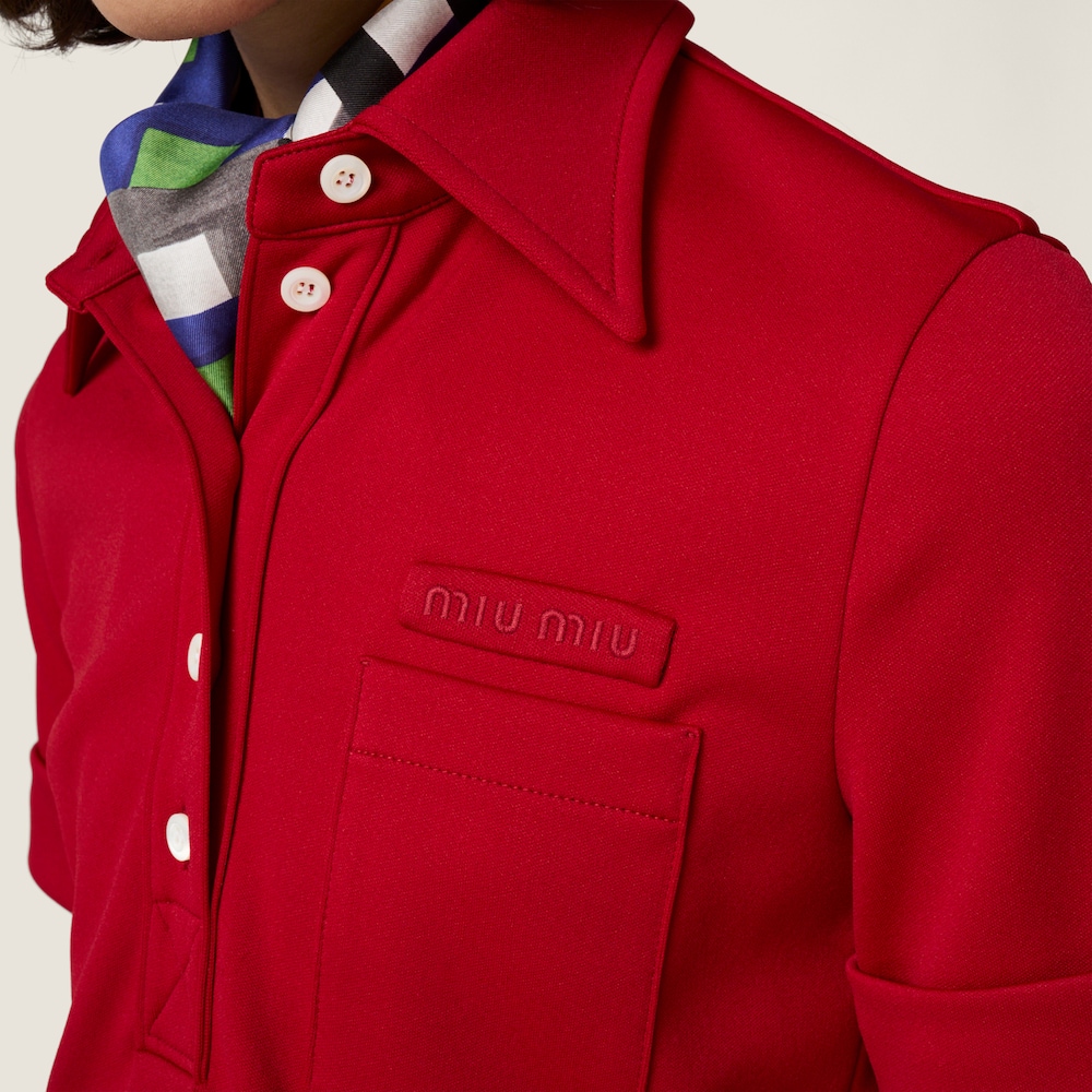 Miu Miu Technical jersey polo shirt Ruby Red