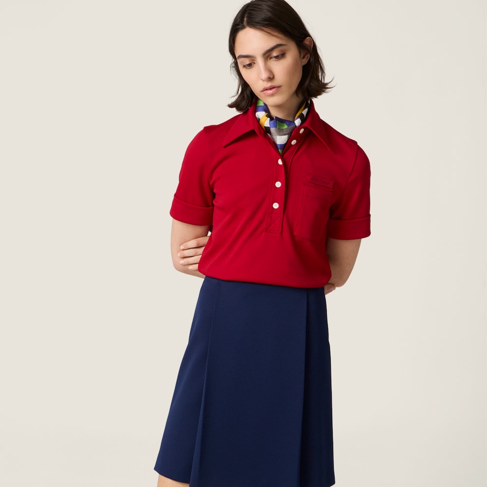Miu Miu Technical jersey polo shirt Ruby Red