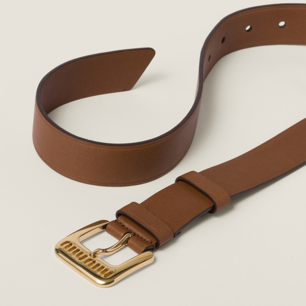 Miu Miu Nappa leather belt - Oak