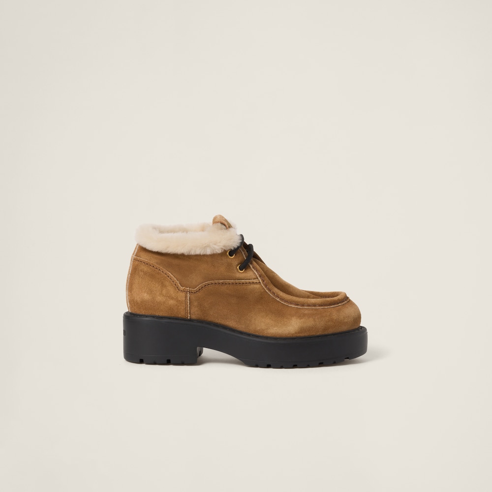 Miu Miu Faded suede booties Cinnamon