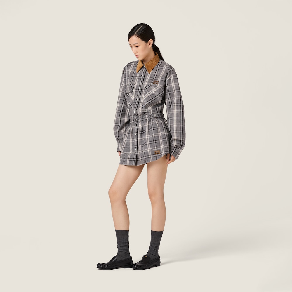 Miu Miu Checked flannel shirt Slate Gray