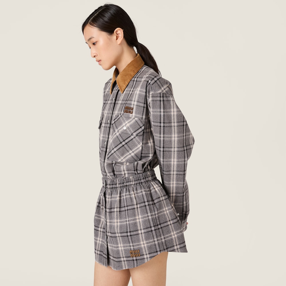 Miu Miu Checked flannel shirt Slate Gray