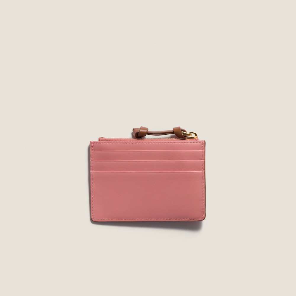 Miu Miu Leather card holder Camelia / Cognac