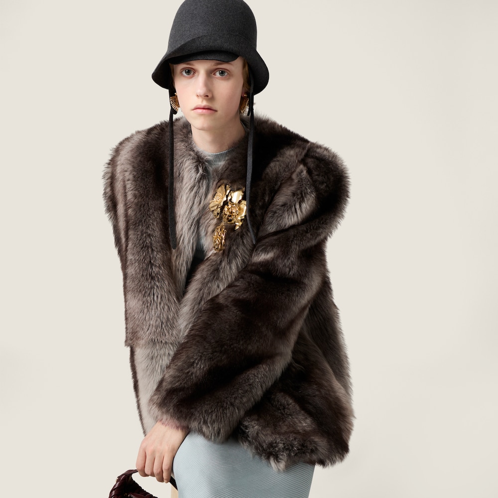 Miu Miu Shearling fur jacket Black