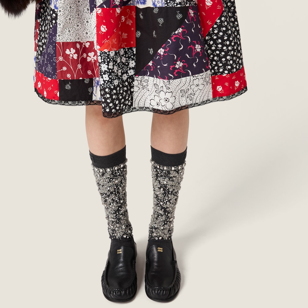 Miu Miu Patchwork poplin skirt Multicolored