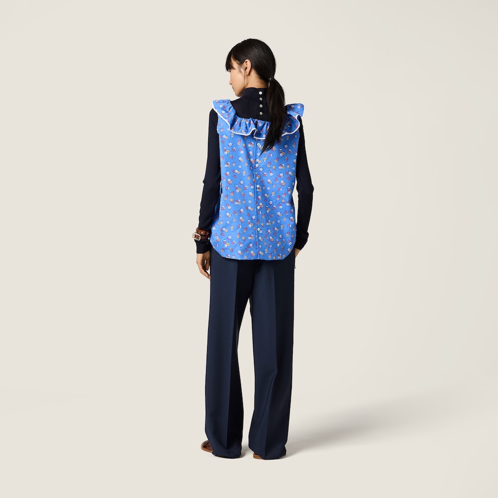 Miu Miu Poplin and wool knit top Periwinkle / Ruby